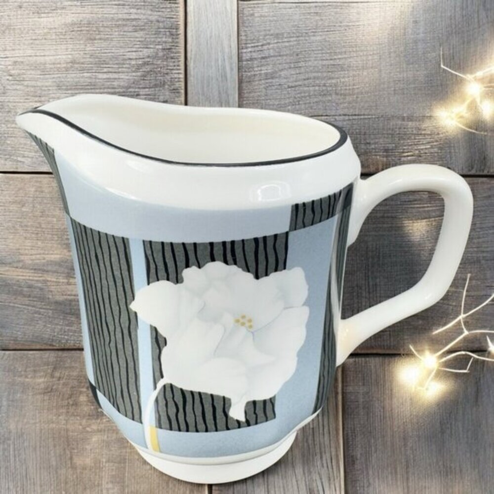 1988 Sango QUADRILLE Porcelain Small Pitcher‎ Creamer Ambience Made In Korea VTG
